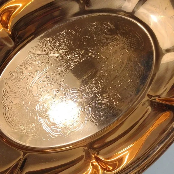 Vintage Copper Etched Tray Platter Bowl - Picture 2 of 9